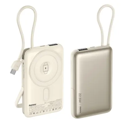 REMAX 3in1 Powerbank 10000mAh 15W/22.5W Trådlös Laddare - Beige