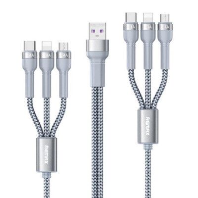 Remax 6in1 Micro USB-C Lightning Kabel 2m - Silver