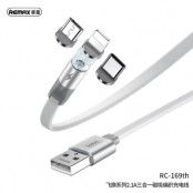 REMAX Magnetic 3 in 1 Lightning 8-pin + Type C + Micro Kabel - Vit