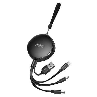 REMAX Retractable Kabel 3in1 Lightning - Micro USB - USB-C 1M - Vit