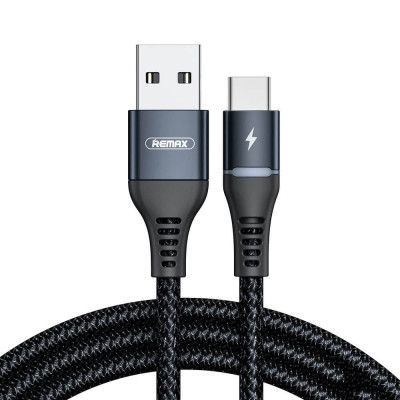Remax Wire USB-C Kabel LED ljus 2,4 A 1 m Svart