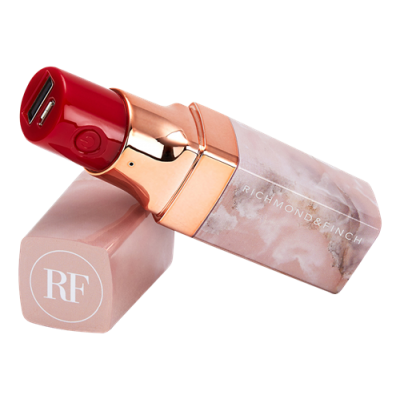 Richmond & Finch Lipstick Powerbank, 2600mAh - Pink Marble