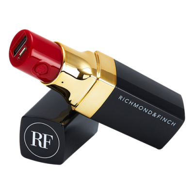 Richmond & Finch Lipstick Powerbank, 2600mAh - Svart