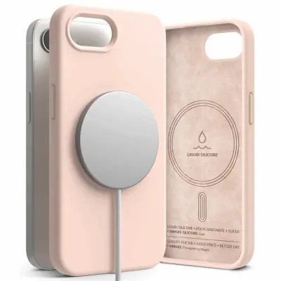 Ringke iPhone 16e Mobilskal Magsafe Silikon Magnetic - Rosa Sand