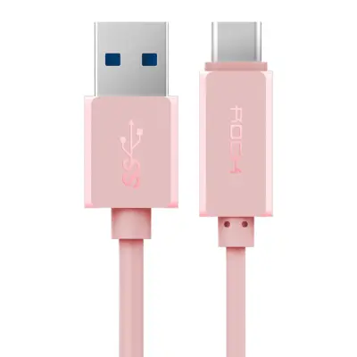 Rock USB-A till USB-C 1m- Rosa
