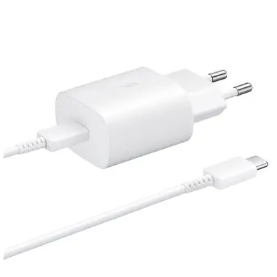 Samsung Snabbladdare USB-C 25W Kabel USB-C/USB-C - Vit