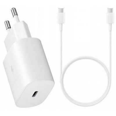 Samsung Väggladdare DA705BWE, 25W, 3A, 1 X USB-C, med USB-C-Kabel - Vit