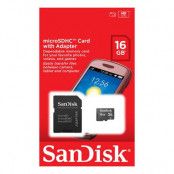 SANDISK MICROSD 16 GB CARD + SD ADAPTER