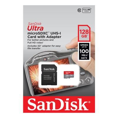 SANDISK ULTRA MICRO SDXC 128GB +SD ADAPTER 98MB/S A1 CLASS10