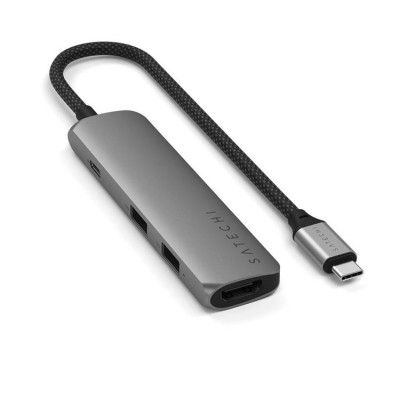 Satechi 4-i-1 HUBB USB-C Slim Multiport Adapter 4K - Rymdgrå