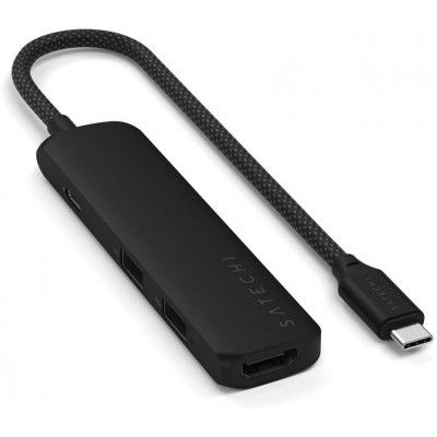 Satechi 4-in-1 USB-C Slim Multiport Adapter 4K - Svart