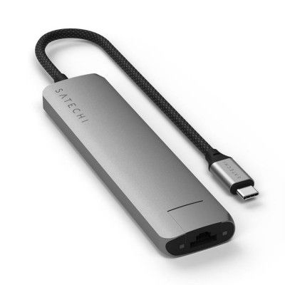 Satechi 7-i-1 HUBB USB-C Slim Multiport Adapter med Ethernet - Rymdgrå
