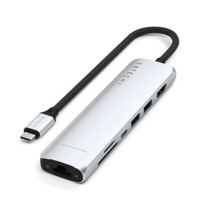 Satechi 7-i-1 HUBB USB-C Slim Multiport Adapter med Ethernet - Silver