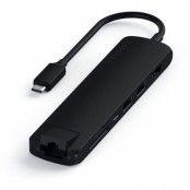 Satechi Slim USB-C Multi-Port with Ethernet Adapter - Svart