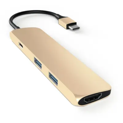Satechi Slim USB-C Multiport-adapter 4K - Rymdgrå
