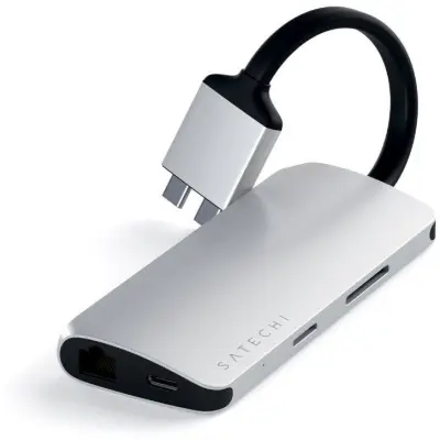 Satechi USB-C Dual Multimedia Adapter - Silver