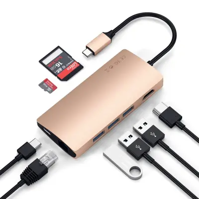 Satechi USB-C Multiport Adapter 4k Gigabit Ethernet - Guld