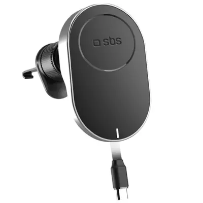 SBS Bilhållare Ventgaller Med USB-C Retractable Kabel - Svart