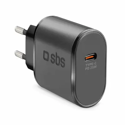 SBS Snabbladdare 25W USB-C med PD - Svart