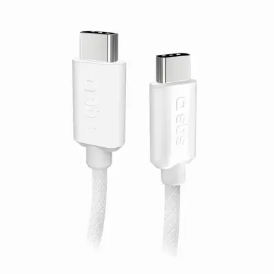 SBS USB-C - USB-C Kabel 1.5m 60W Braided - Vit