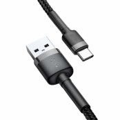 SiGN Cafule USB-A till USB-C Kabel 2A, 3m - Grå/Svart