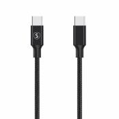 SiGN Cafule USB-C till USB-C Kabel, USB-C PD, 3A, 1m - Grå/Svart