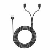 SiGN Duo Charge & Play Kabel för PS5, 5V, 2.1A, 1.5m - Svart