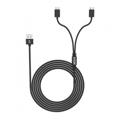 SiGN Duo Charge & Play Kabel för PS5, 5V, 2.1A, 1.5m - Svart