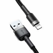 SiGN Kevlar USB-kabel med Lightning 1.5A, 2m - Grå/Svart
