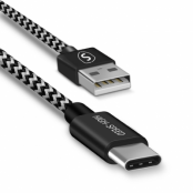SiGN Skin USB-A till USB-C kabel 2.1A, 2m - Svart/Vit