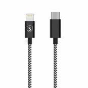 SiGN Skin USB-C till Lightning Kabel 2.1A, 0.25m - Svart/Vit