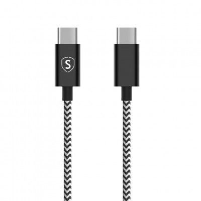 SiGN Skin USB-C till USB-C Kabel 2.1A, 0.25m - Svart/Vit