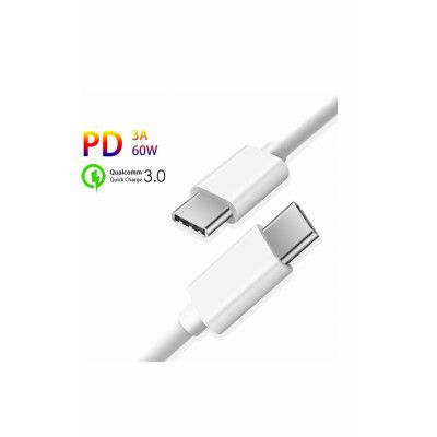 SiGN Snabb USB-C till USB-C kabel 60W 3A 1m PD - Vit