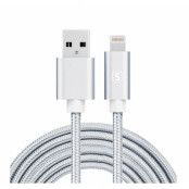 SiGN USB-A till Lightning kabel, 2.1A, 2m, Nylon - Silver