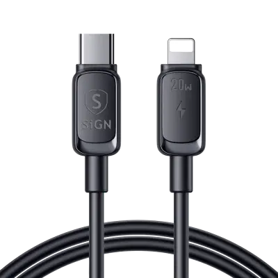 SiGN USB-C till Lightning Kabel 20W 0.25m - Svart