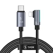 SiGN USB-C till Lightning Kabel 1.2m 20W - Svart