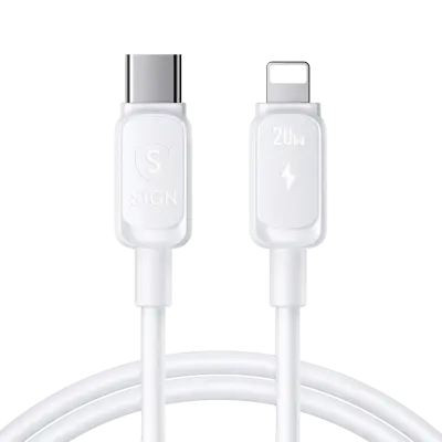 SiGN USB-C till Lightning Kabel 1.2m 20W - Vit