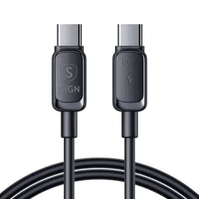 SiGN USB-C till USB-C Kabel 1.2m 100W - Svart