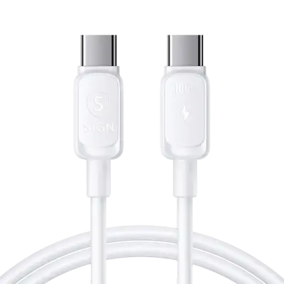 SiGN USB-C till USB-C Kabel 1.2m 100W - Vit