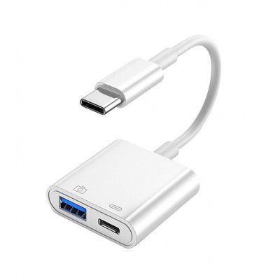 SiGN USB-C till USB-C & USB Kamera Adapter 5V, 1A - Vit
