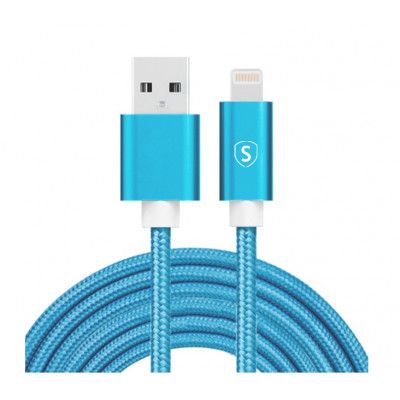 SiGN USB-A till Lightning kabel 2.1A 2m Nylon - Blå