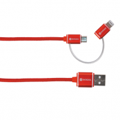 SKross Charge'n Sync Micro USB & Lightning Kabel 2m - Röd