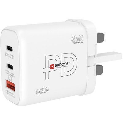 SKross Power Adapter 2x USB-C/USB-A - Vit