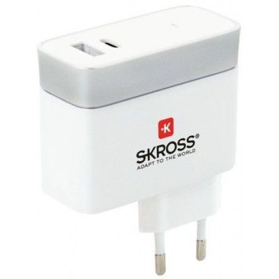 Skross USB-laddare EU USB-A + USB-C