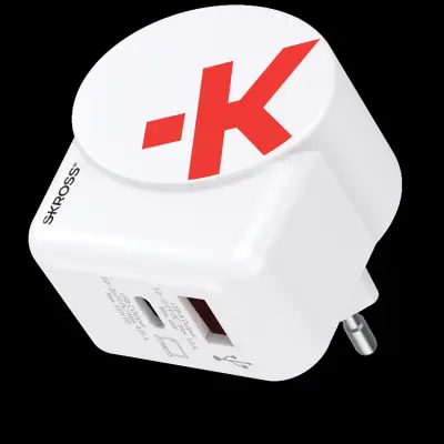 SKROSS Väggladdare USB-A/USB-C Med USB-C Kabel - Vit