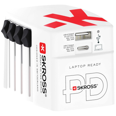 SKROSS World Adapter USB-A/USB-C 45W - Vit