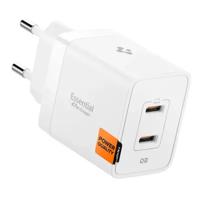 Spigen 2-Port Nätverk Laddare 47W ESSENTIAL EE472EU (Vit)