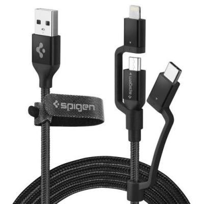SPIGEN C10I3 3In1 Type-C & Lightning & Micro-Usb Kabel 150 cm Svart