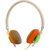 STREETZ hörlurar med mikrofon, svarsknapp, 1,3m kabel, vit/orange