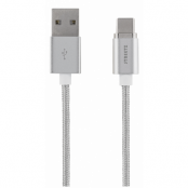STREETZ Magnetisk USB-synk/laddarkabel för USB-C, 2.4A, 1m, silver